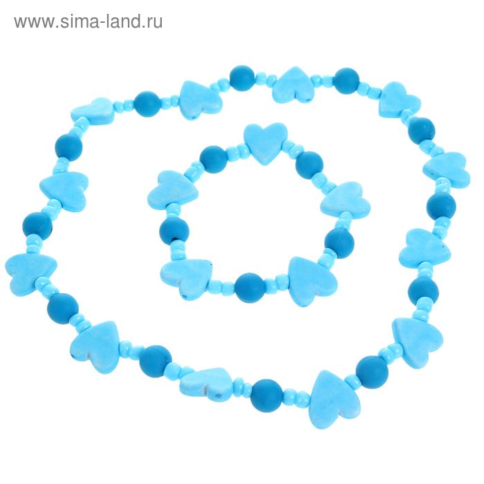 Набор детский «Выбражулька» 2 предмета: бусы, браслет, сердца, МИКС - Фото 1