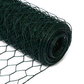 Сетка плетёная с ПВХ покрытием, 10 x 0,5 м, ячейка 25 x 25 мм, d = 0,9 мм, металл, Greengo