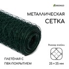 Сетка плетёная с ПВХ покрытием, 10 × 0,5 м, ячейка 25 × 25 мм, d = 0,9 мм, металл, Greengo - фото 8507438