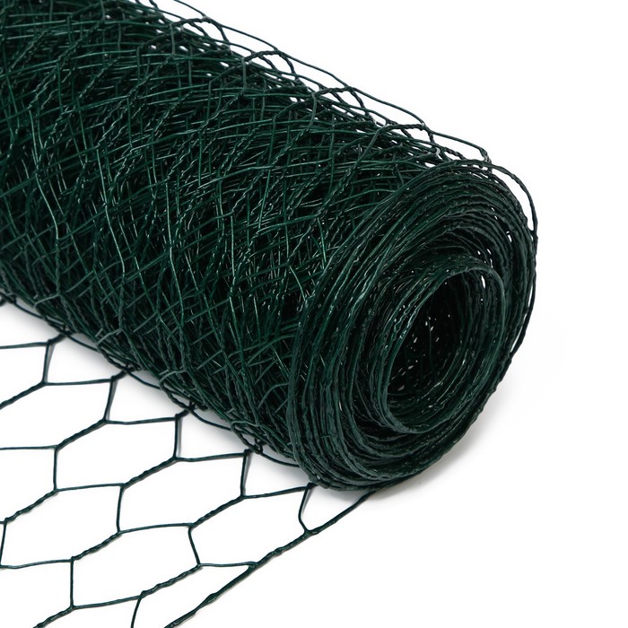 Сетка плетёная с ПВХ покрытием, 10 × 1 м, ячейка 25 × 25 мм, d = 0,9 мм, металл, Greengo - фото 1882613222