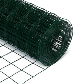 Сетка сварная с ПВХ покрытием, 10 x 1,5 м, ячейка 50 x 50 мм, d = 1 мм, металл, Greengo