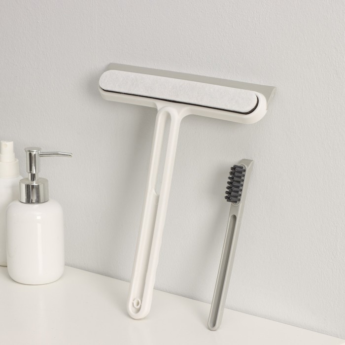 Щётка для окон Raccoon «Компакт», дополнительная щётка в ручке 17.5×15 см, сгон TPR=22 см, абразивная моющая часть 26.5×22×4.5 см - Фото 1