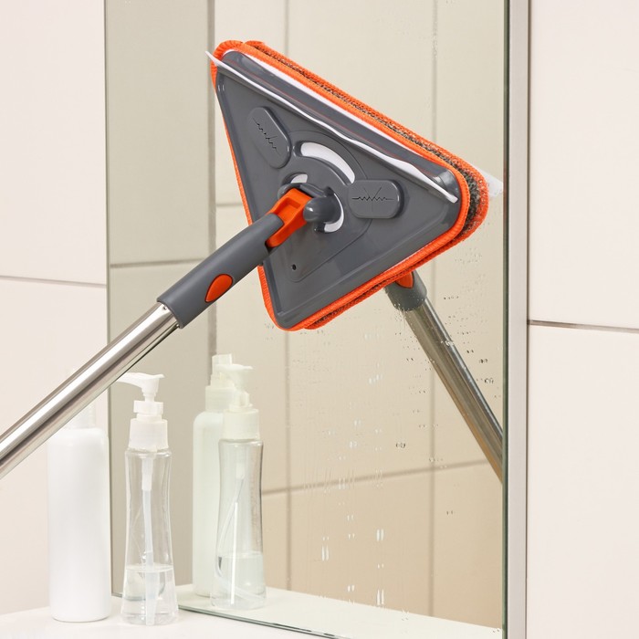 Щётка для окон Raccoon, фигурная, телескопическая стальная ручка 80(125) см, водосгон силикон 26 см, насадка из микрофибры 26×17.5 см - Фото 1