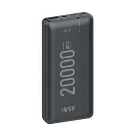 Внешний аккумулятор Hiper MX Pro 20000, 20000 мАч, 3A, USB, QC, PD,  черный 9502638