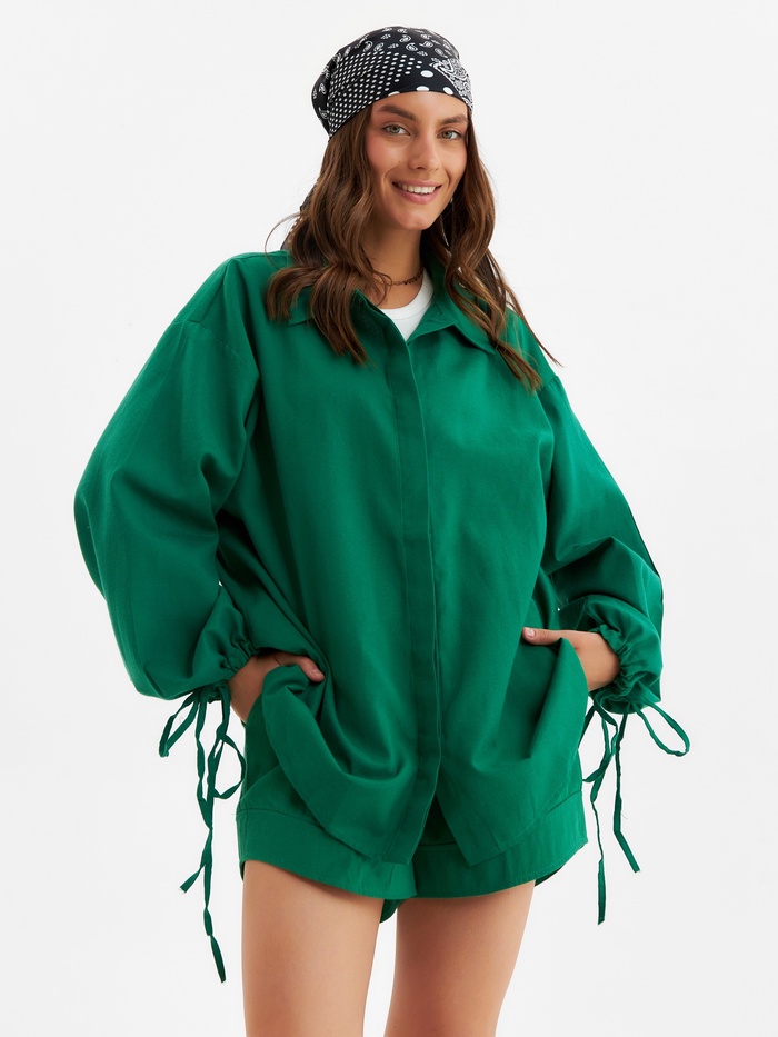 Костюм женский (блузка, шорты) MINAKU: Casual Collection цвет зелёный, размер 50 - Фото 1