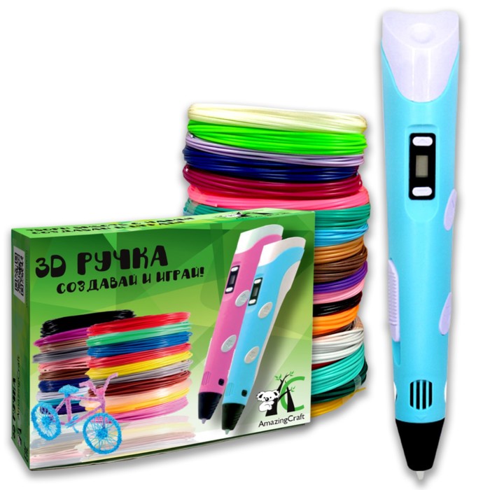 3D ручка AmazingCraft, набор ABS пластика 10 цветов по 10 м, цвет голубой