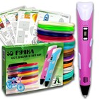 3D ручка AmazingCraft, ABS 6 цветов + PLA 6 цветов по 10 м, трафареты 10 шт, цвет розовый - фото 301110320