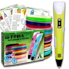 3D ручка AmazingCraft, ABS 6 цветов + PLA 6 цветов по 10 м, трафареты 10 шт, цвет жёлтый - фото 109445463