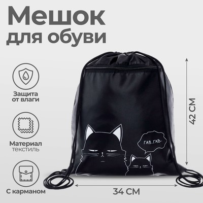 Мешок для обуви «Коты» (с карманом) 42×34 см