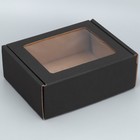Коробка подарочная сборная с окном, упаковка, «Черный»27х10х21 см - фото 319283706