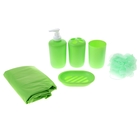 Набор для ванной «Нежность», 7 предметов (штора 180х180 см, кольца, дозатор, мыльница, 2 стакана, мочалка), цвет зелёный - Фото 1