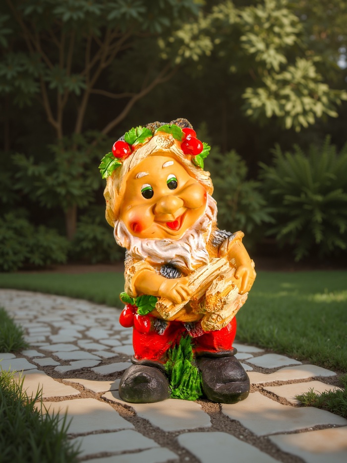 Садовая фигура из гипса «Гном с охапкой дров», 38.5×18×22 см - Фото 1