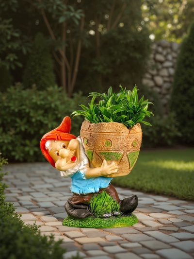 Садовая фигура из гипса «Гном с кашпо», 25×15×24 см, МИКС