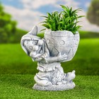 Садовая фигура "Гном с кашпо" камень, 25х24см - Фото 1