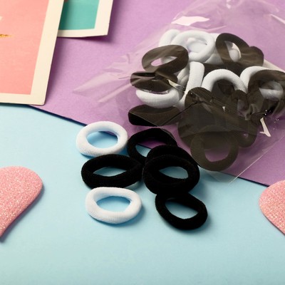 Резинки для волос «Выбражулька», набор 30 +-1 шт., d=1.4 см, ассорти, чёрно-белые