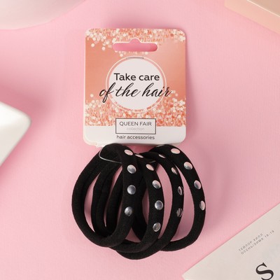 Резинки для волос QF «Аманда», набор 4 шт., круг, 4.5 см, чёрные