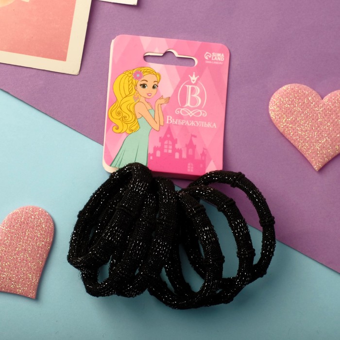 Резинки для волос Выбражулька «Спорт», набор 6 шт., модерн, 3 см, чёрные - Фото 1