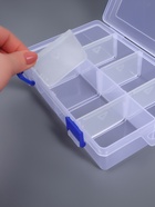 Органайзер для хранения мелочей, с подвесом, передвижные перегородки, 8 секций, 20×13.5×4.5 см, прозрачный - Фото 3