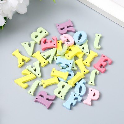 Бусины для творчества дерево «Английский алфавит», набор 30 шт., 1.5×1.5×0.3 см