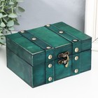 Шкатулка для украшений «Сундучок. Алиенора», дерево, с заклёпками, плоская, зелёный, 15×11.5×7.5 см - Фото 1