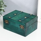 Шкатулка для украшений «Сундучок. Алиенора», дерево, с заклёпками, плоская, зелёный, 15×11.5×7.5 см - Фото 4