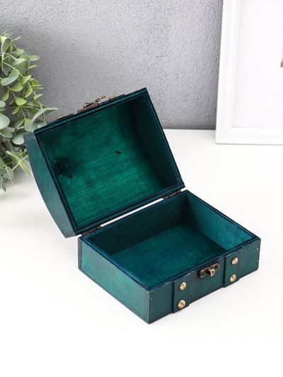 Шкатулка для украшений «Сундучок. Алиенора», дерево, с заклёпками, выпуклая, зелёный, 15×11.5×7.5 см
