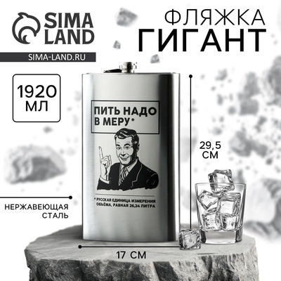 Фляжка ГИГАНТ «Мера», 1920 мл, серебристая
