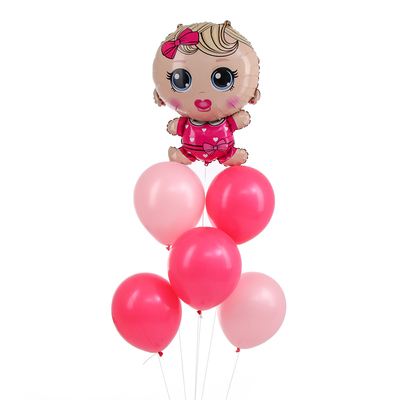 Шары воздушные Mini Princess, фольга, латекс, 6 шт.