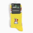 Носки женские "Джек-рассел-терьер", цвет жёлтый, размер 36-40 - фото 24360874