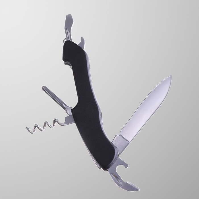 Нож швейцарский 9в1, черный - Фото 1