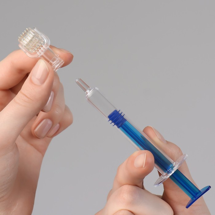 Мезороллер со шприцом для сыворотки, 72 иглы, 0,25 мм, шприц 3 мл, цвет прозрачный/синий 33278
