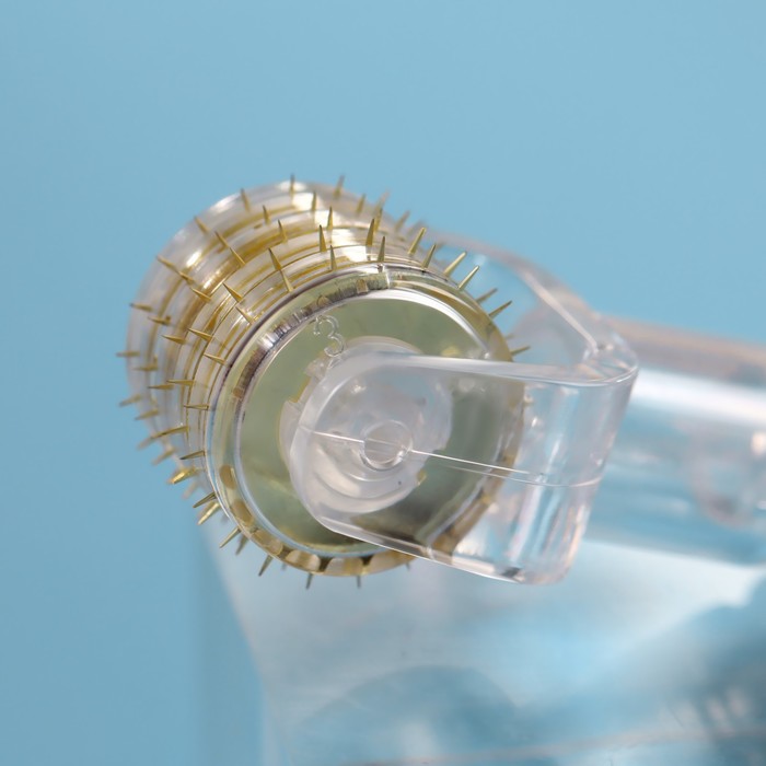 Мезороллер со шприцом для сыворотки, 72 иглы, 0,5 мм, шприц 3 мл, цвет прозрачный/синий 33279