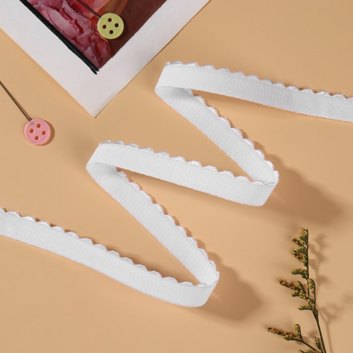 Резинка становая, с ажурным краем, 10 мм, 10±0.5 м, белая