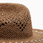 Шляпа женская с декором MINAKU цвет коричневый, р-р 56-58 - Фото 3