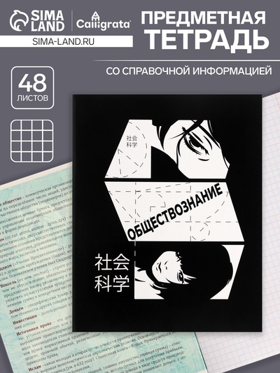 Предметная тетрадь по обществознанию Calligrata «Комикс Аниме», 48 листов, в клетку, со справочным материалом, обложка из мелованного картона, УФ-...