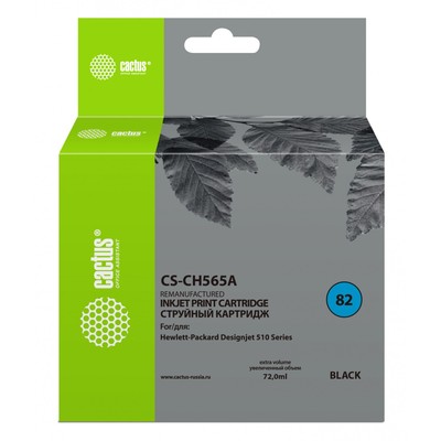 Картридж струйный Cactus CS-CH565A №82, для HP DJ 510, 72 мл, чёрный