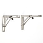 Кронштейн складной для столов и полок ТУНДРА, 2 шт., длина 350 мм, нержавеющая сталь - Фото 6