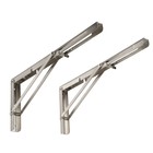 Кронштейн складной для столов и полок ТУНДРА, 2 шт., длина 400 мм, нержавеющая сталь - Фото 7