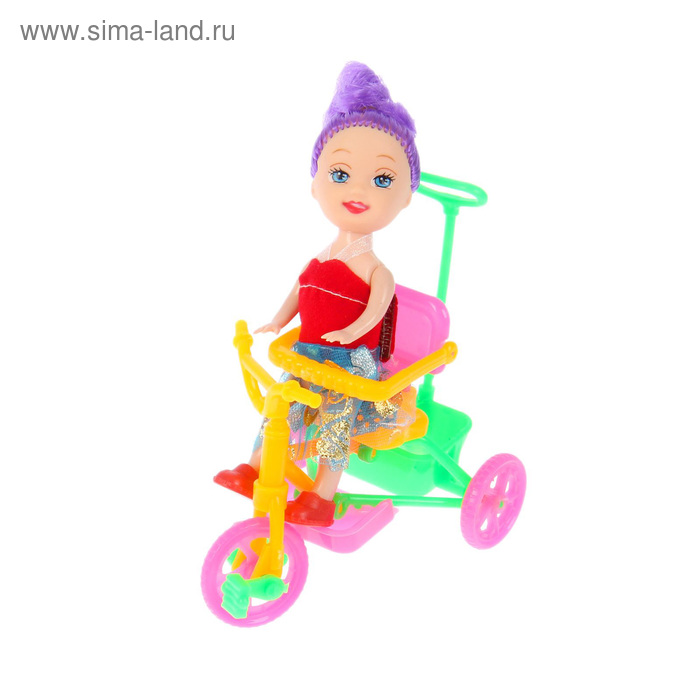 Кукла малышка «Валентина» на велосипеде, МИКС - Фото 1