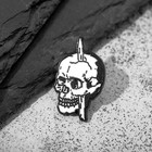 Значок «Череп», цвет чёрно-белый в чёрном металле - Фото 2