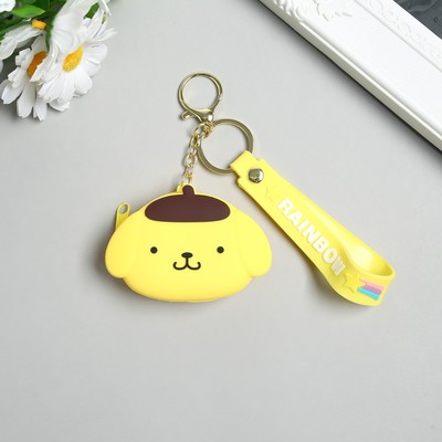 Брелок для ключей на кольце с кошельком на карабине «Пёсик в берете», на сумку, рюкзак, силикон, 2.2×6×8.5 см