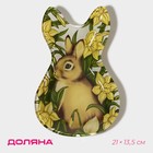 Блюдо стеклянное сервировочное Доляна «Кролик в цветах», 21×13,5×1,8 см - фото 26584092