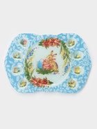 Подставка для яиц Доляна «Праздничный кролик», 37×24.5 см, 8 ячеек, под кулич d=20 см, стекло, голубая - Фото 1