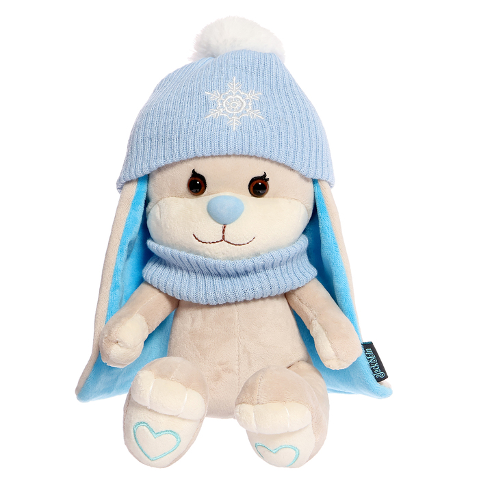 Мягкая игрушка «Зайчик в голубом шарфе и шапочке со снежинкой», 20 см - Фото 1