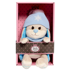 Мягкая игрушка «Зайчик в голубом шарфе и шапочке со снежинкой», 20 см - фото 24543767