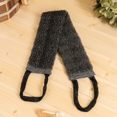 Мочалка банная мужская с ручками «Пояс», 60 см без ручек, черная