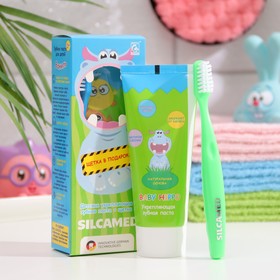 Набор Silcamed Baby Hippo Детская зубная паста Baby + Зубная щетка микс