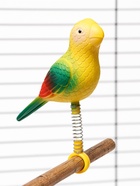 Игрушка для птиц «Птичка» на пружинке, 11.9×3.4×12.5 см, пластик, жёлтая - Фото 4