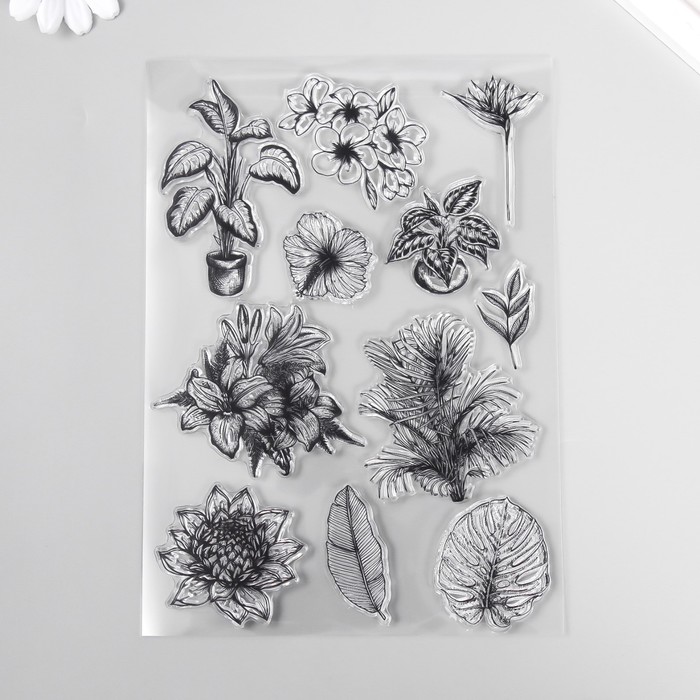 Штамп для творчества "Домашние цветы" 15х21х0,3 см