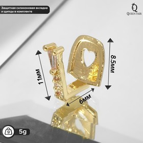 Грилзы "Дорожка" кристалл, 1,1 х 0,7 х 0,2 см, цвет белый в золоте